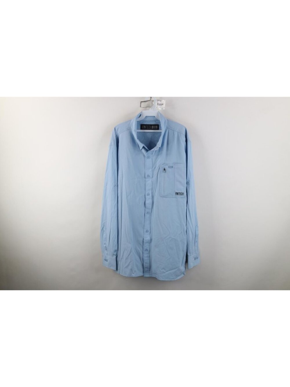 Fintech Mens 2XL XXL Stretch Performance Tech Fishing Collared Button Shirt Blue